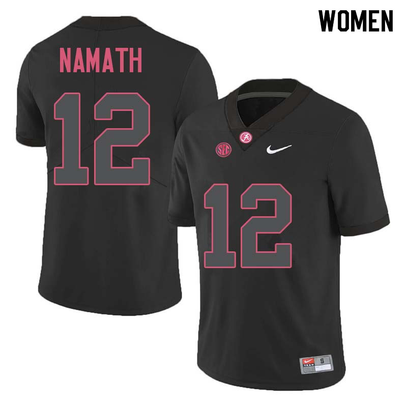 Alabama Crimson Tide Women's Joe Namath #12 Black NCAA Nike Authentic Stitched College Football Jersey LG16Z52MJ